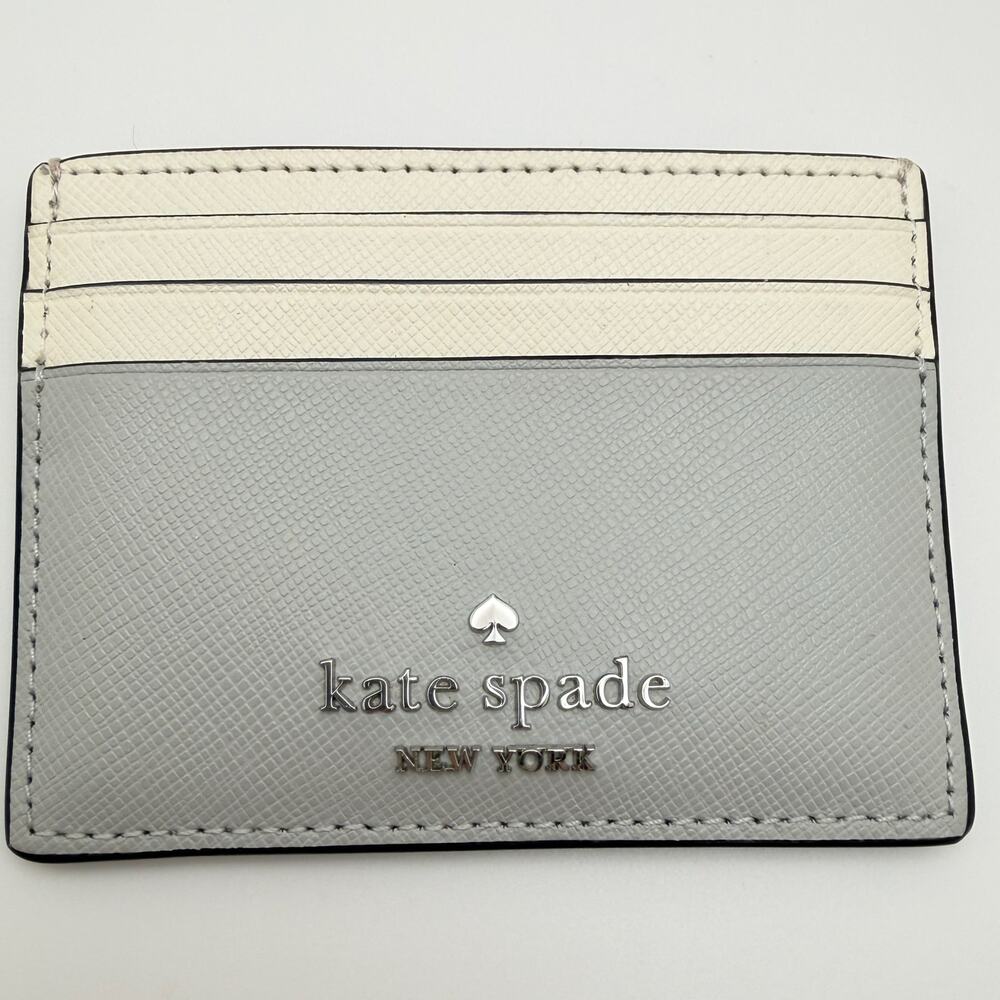 Kate Spade Madison Small Slim Card‎ Holder Platinum Grey Multi